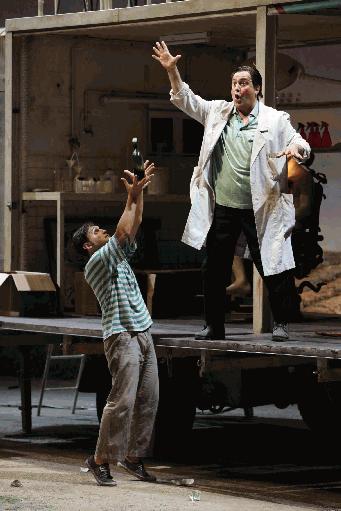 As Dulcamara at La Scala in 2010 with Francesco Demuro as Nemorino. Photo Brescia.